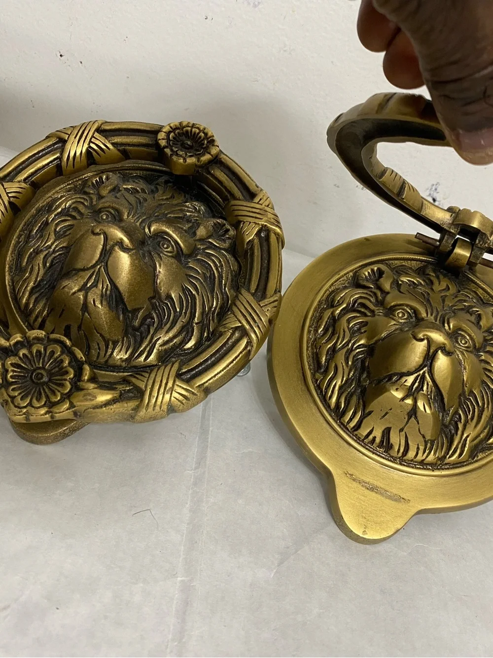 Lion Head Door Knocker Solid Brass. Vintage 10” pairs